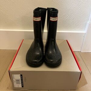 Hunter Black Glitter Tall Rain Boots